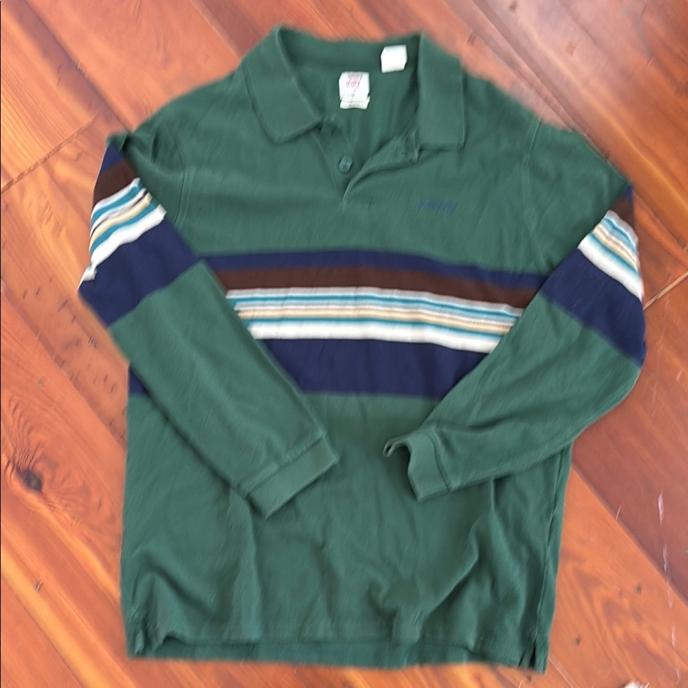 Levi's Forest Green Polo with Stripes